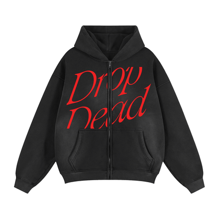 “DROP DEAD” zip-up